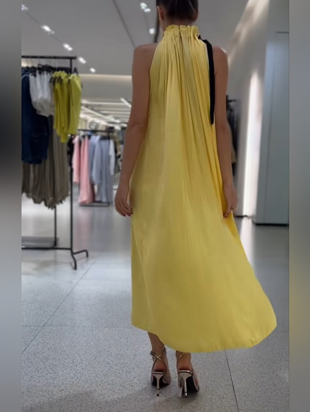 ZARA ZW COLLECTION SATIN EFFECT HALTER DRESS - Picture 2 of 10